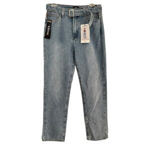 Simple Society Straight High Rise Open Pocket Belted Jeans Size 9/29 New